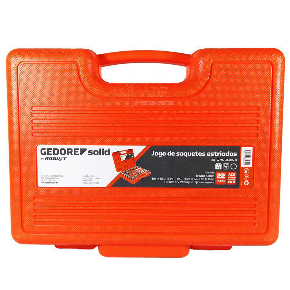 JOGO SOQUETE 1/2 ESTRIADO (8-32MM) 22PCS - D26-22AM - GEDORE